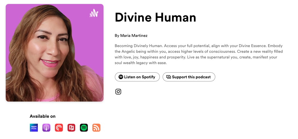 Screenshot of the Divine Human podcast page by Maria Martinez on Spotify