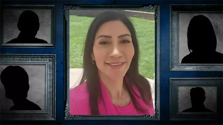 Thumbnail: a photo of Maria Martinez in an ornate frame surrounded by silhouette portraits