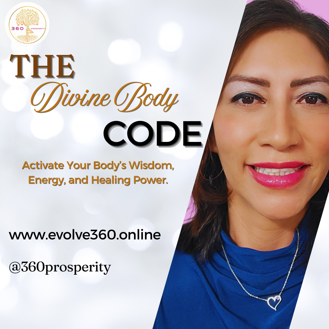 Flyer: The Divine Body Code - Activate Your Body's Wisdom, Energy, and Healing Power, with a photo of Maria Martinez
